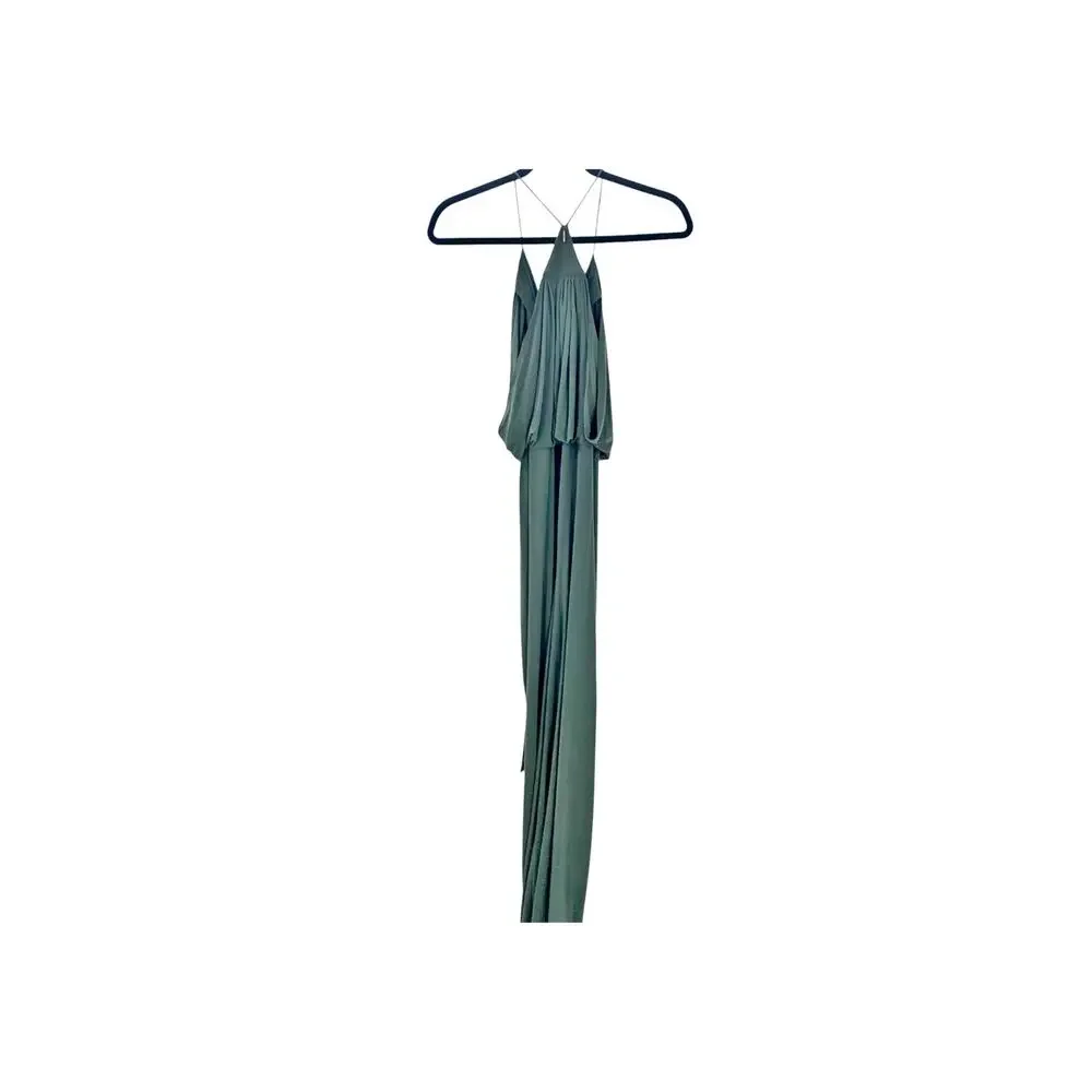 Misa Los Angeles Domino Front Twist Draped Maxi Dress Olive Green Size S NWT